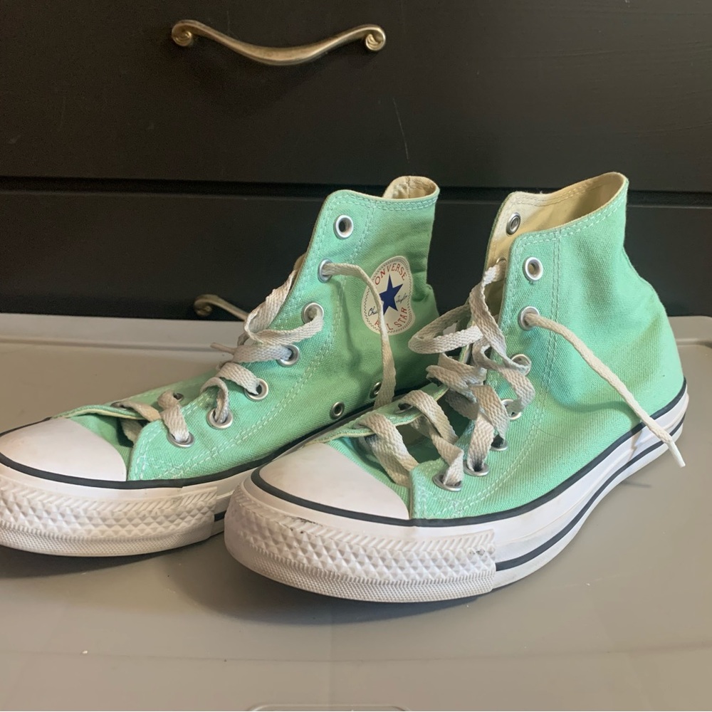 Aqua high top converse